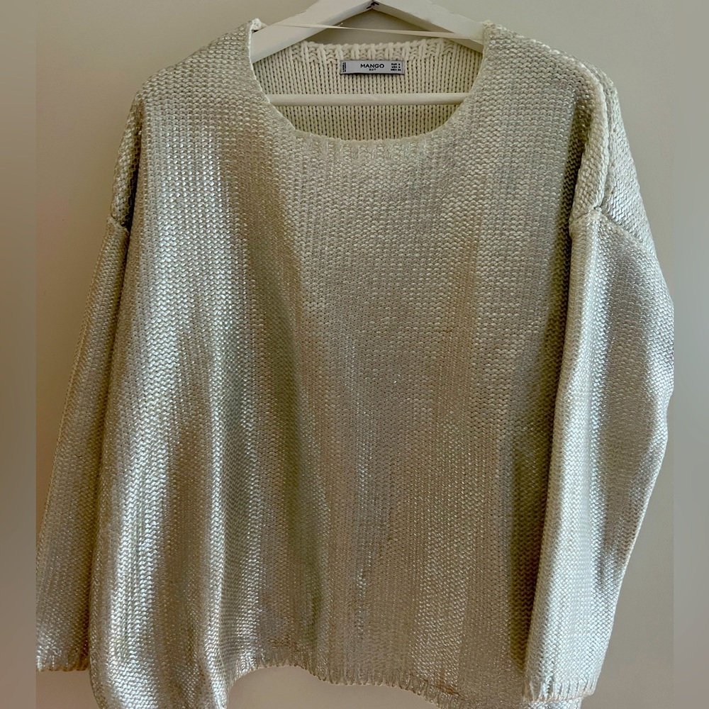MANGO - Silver/White oversized sweater